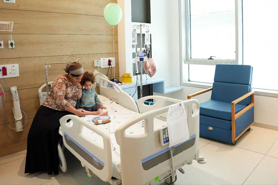 Patient child in hospital room